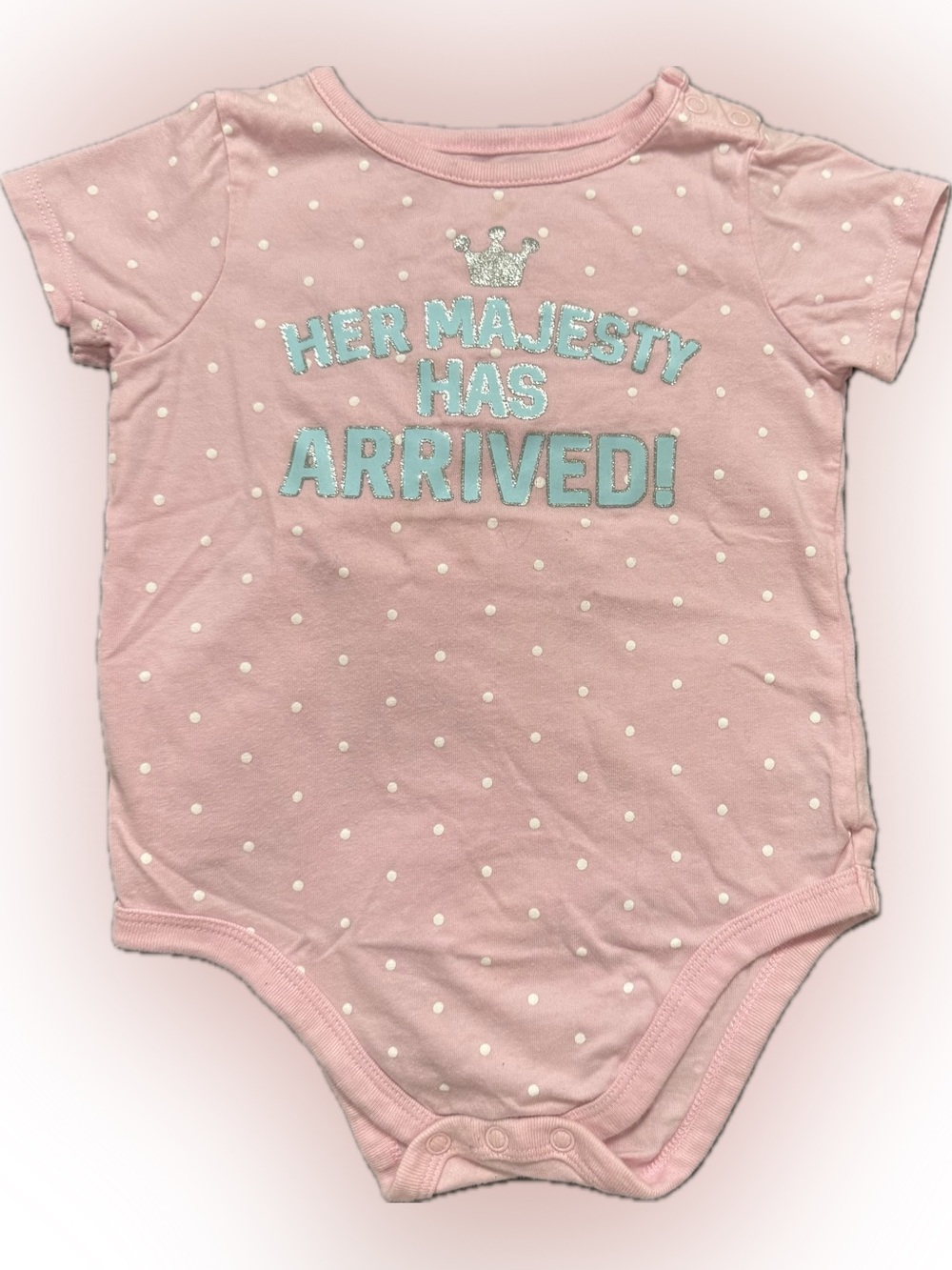 Garanimals Pink Polka Dot One-Piece with Blue Text